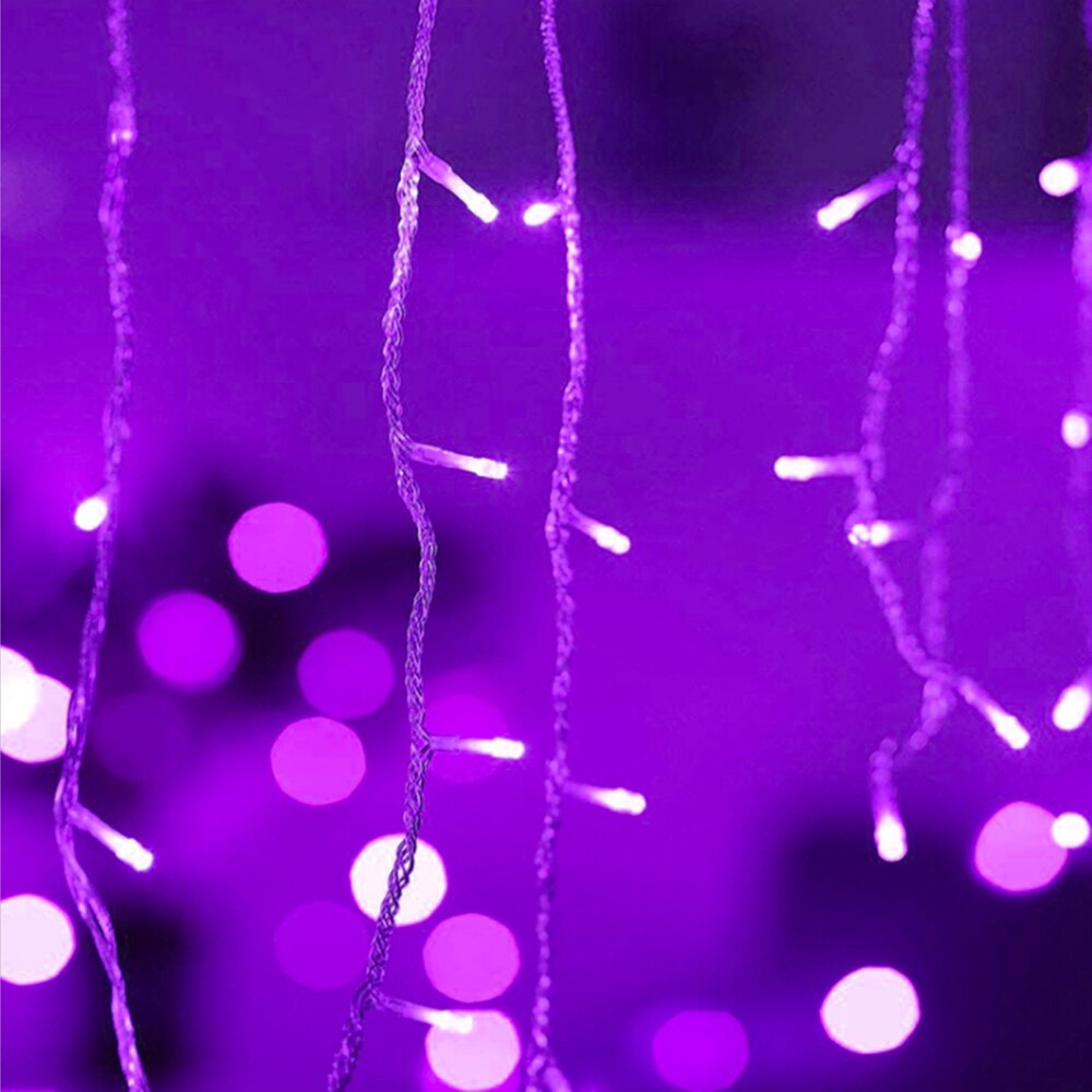 5m led verho jääpuikko merkkijono valot roikkuvat 0.4-0.6m ac 220v jouluseppele puutarha katu ulkokoristelu valo: Violetti / 110v us pistoke