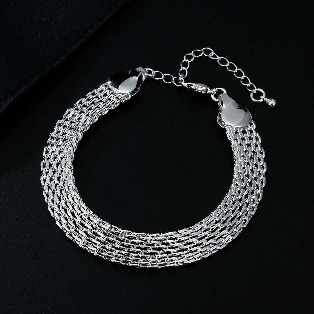 Cadena fina de Plata de Ley 925 para mujer, collares de cadena de red para mujer, accesorios de boda para de coreana, conjuntos de joyería,