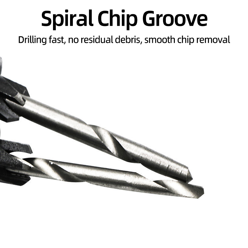 Tapered Countersink Drill Bit Set Woodworking Drilling Pilot Holes Depth Stop Collars Chamfer Counterbore Screw Hole Drill Tools