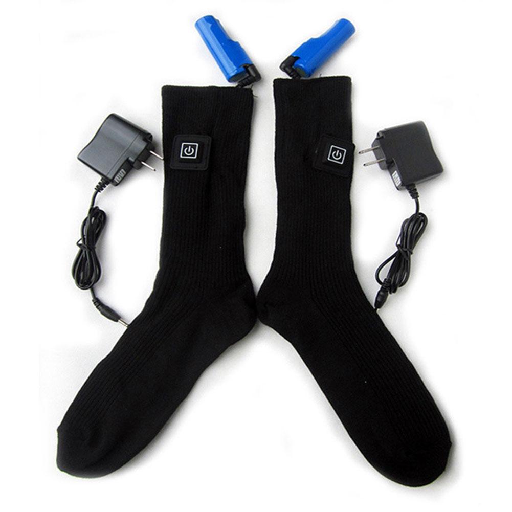 Chaussettes chauffantes thermiques en coton pour hommes et femmes, avec étui à piles, chauffe-pieds électrique, fonctionne en hiver