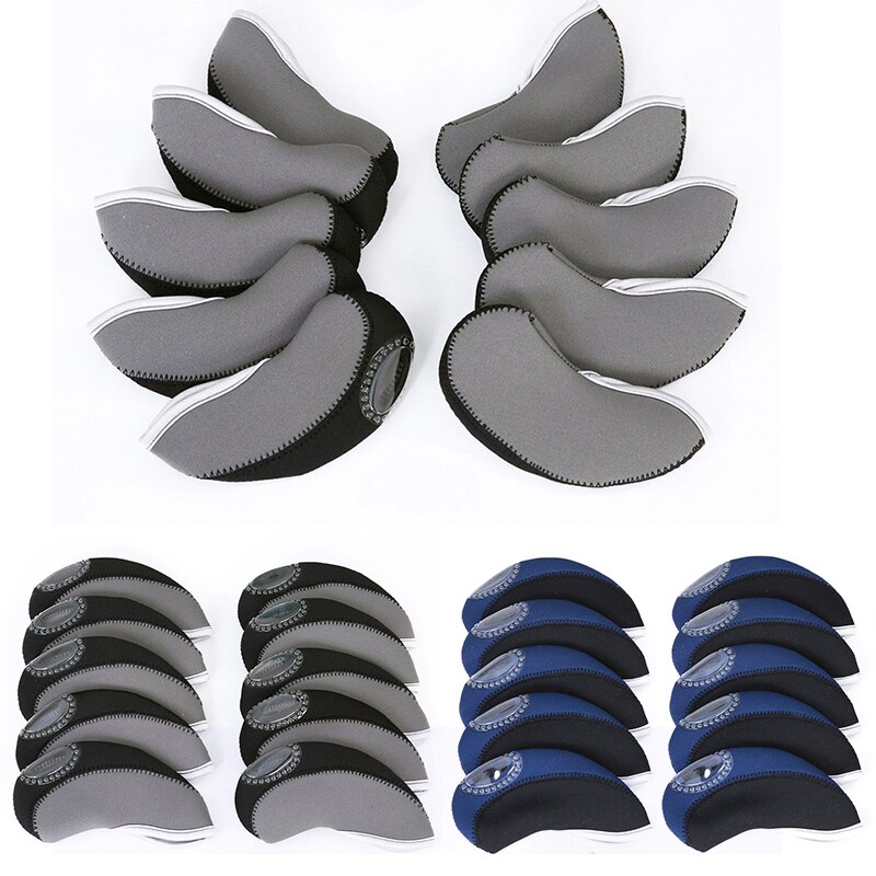 10 Stuks Zwart Neopreen Golf Club Head Cover Wedge Iron Beschermende Headcovers Ons