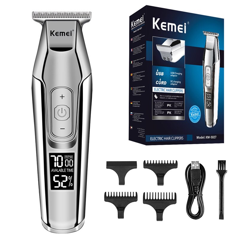Kemei Professionele Mannen Tondeuse Lcd-scherm Digitale Elektrische Trimmer Tondeuse Scheerapparaat Snijden Tondeuse Scheermes: Default Title