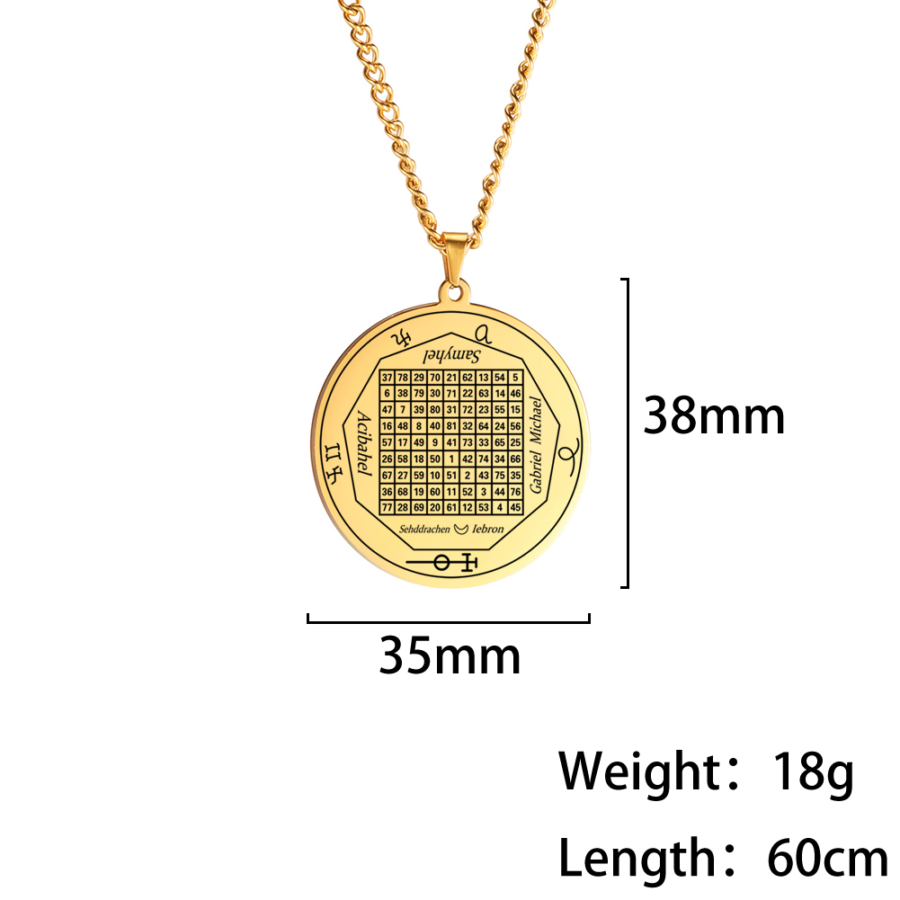 LIKGREAT-collar de Saturno, Júpiter, Solomon, Cuadrado mágico talismán de acero inoxidable, colgantes ocultos, joyería, de Navidad: 16