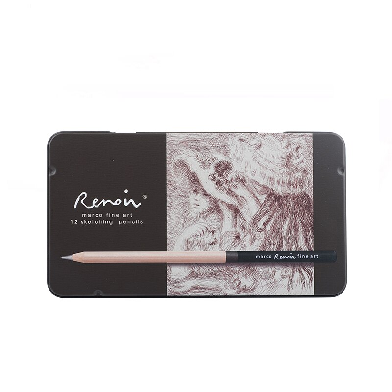 Premium 12 Gray Level 2H-8B Wooden Lead Pencils for Sketching Drawing Painting Art Supplies with Metal Box