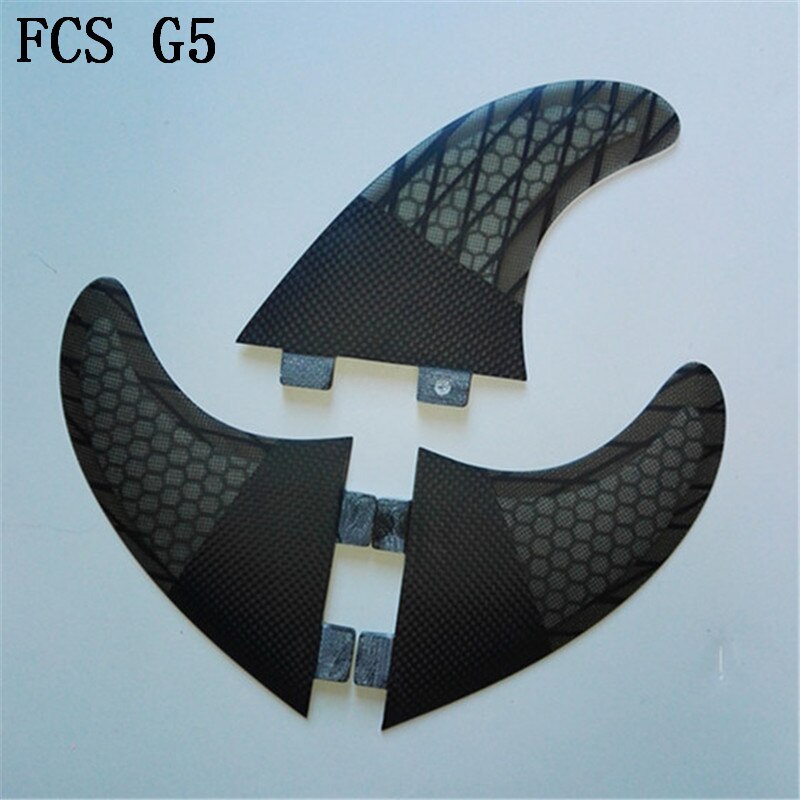 Aletas de surf FCS G5 para tabla de surf, tabla sup, panal de fibra de vidrio, cuñas, aletas tri set, tabla de surf, tabla de surf, almohadilla trasera: Black