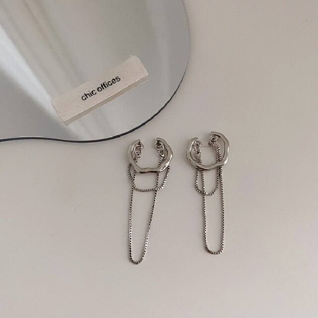 Koreaanse Retro Metalen Double-Layer Keten Kwastje Oor Bot Clip Zonder Doorboord Oor Manchet Voor Vrouw Meisjes esthetische Sieraden: B