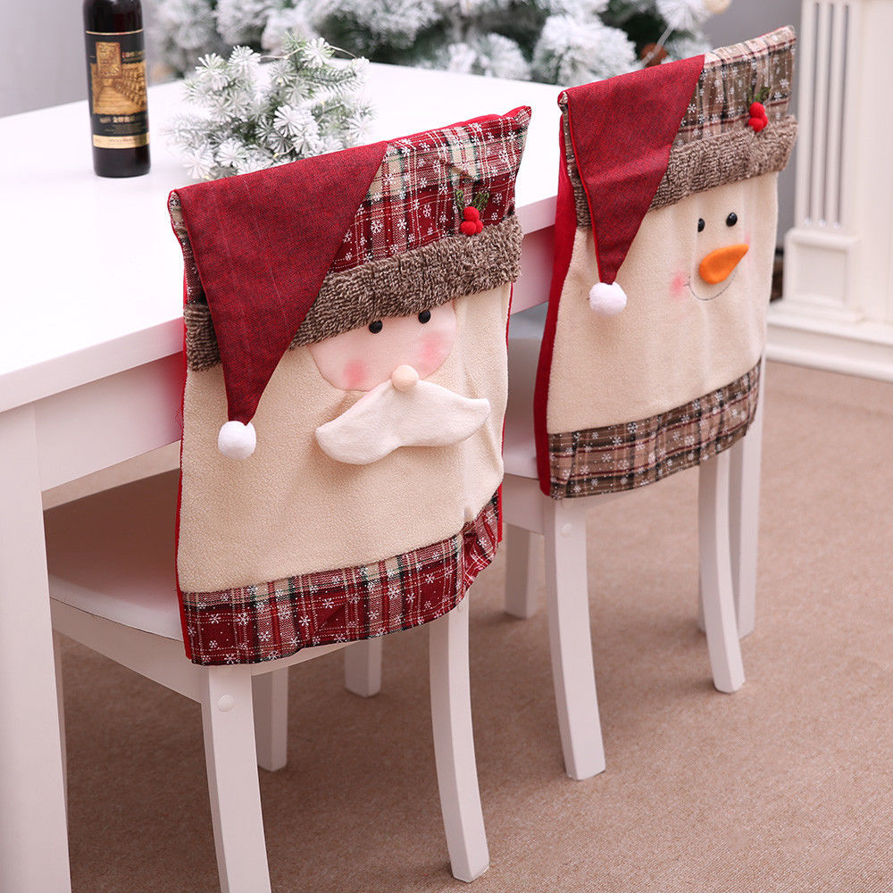 Leuke Kerst Stoel Cover Kerstman Snowman Decoraties Voor Huis Stoel Achterkant