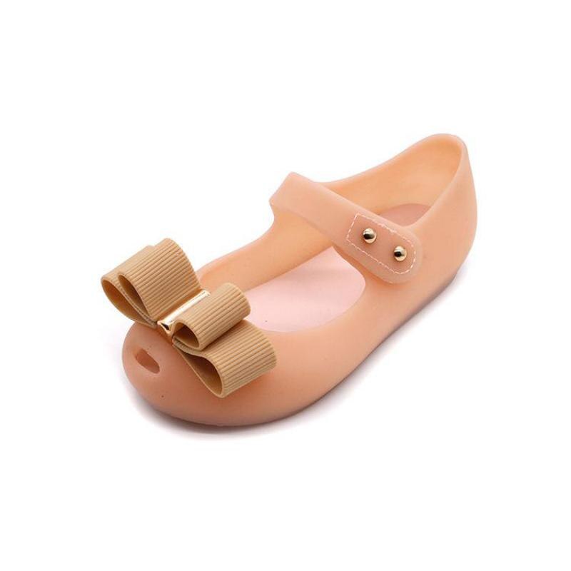Gelé sandaler barn tjejer sommar strand sandaler dubbel rosett knut söta barn tjejer skor träskor röd svart aprikos