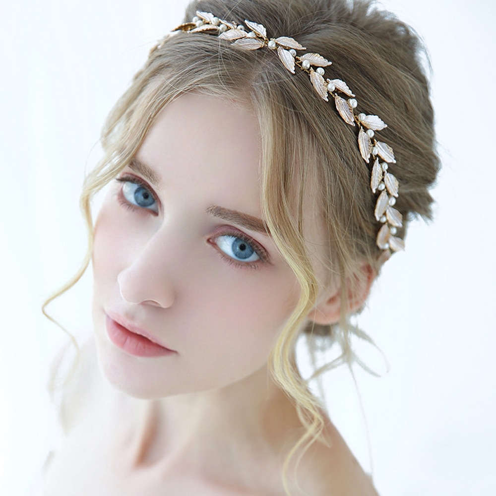 Adorno capilar nupcial de boda minimalista Vintage hojas enredadera para el cabello tocados de perlas decorativas para niñas o mujeres agraciadas