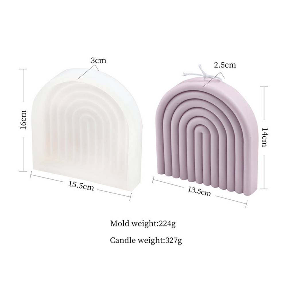 Molde de silicona con arco de arcoíris geométrico para Vela, artesanía 3D hecha a mano, molde de aromaterapia, suministro de fabricación de moldes de soja, novedad