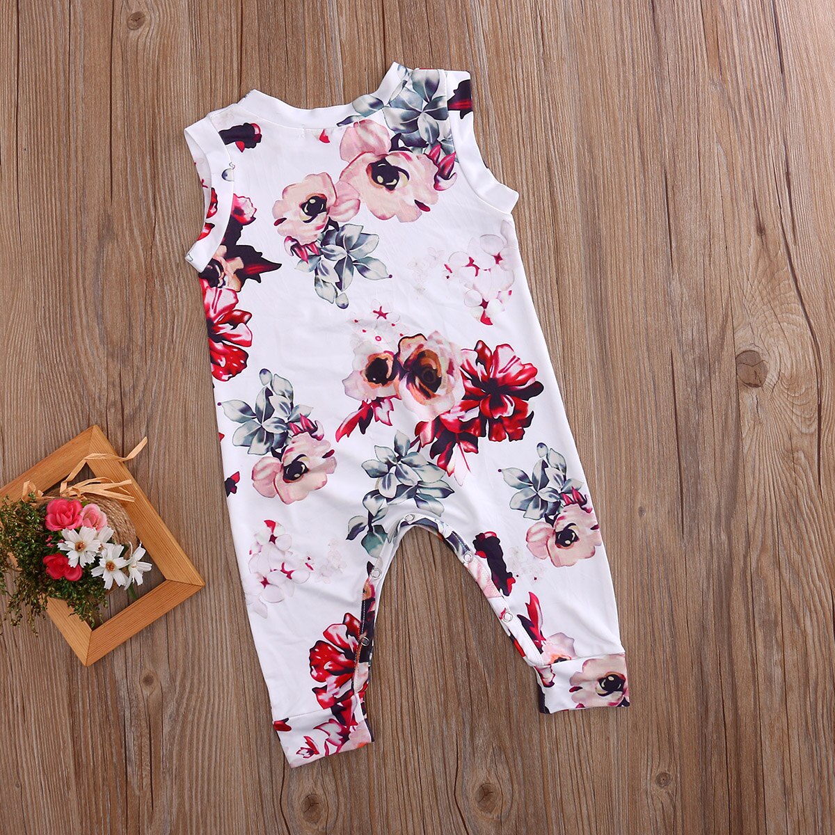 Gloednieuwe Pasgeboren Peuter Baby Jongen Meisje Bloemen Mouwloze Romper Outfits Zomer Jumpsuit Casual Speelpakje Kleding 0-24 M