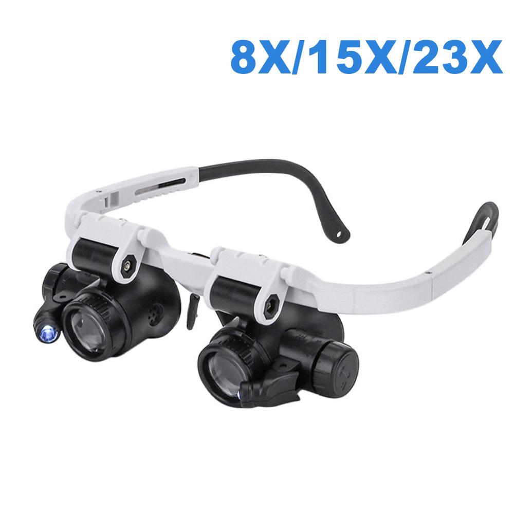 8x15×23 Jeweler Watchmaker with LED Light Magnifying Glass Magnifying Glass Glasses Reading LED Magnifying Home Glasses