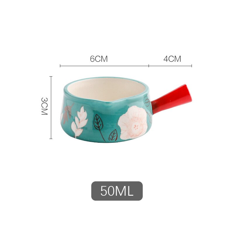 Ceramic Mini Milk Jug With Handle Japanese Sauce Saucer Coffee Sugar Bubble Pot Flower Pattern Kitchen Tableware: J