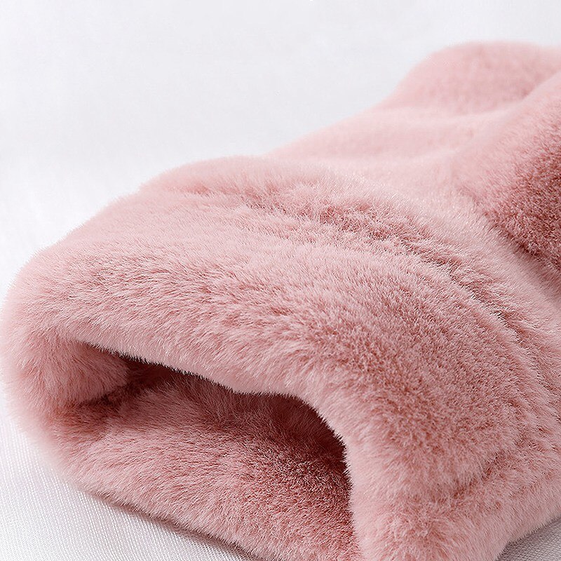 Niedlichen Kaninchen freundlicher kippen Handschuhe Plüsch Finger Handschuhe Berührt Bildschirm Flauschigen Mädchen Handschuhe Winter Warme Handschuhe Weiche Verdicken