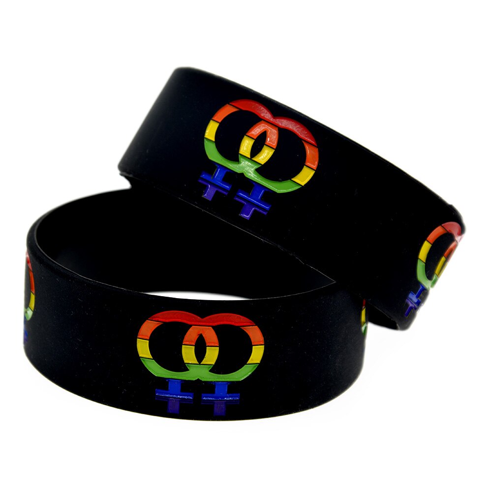 Obh 25Pcs Gay Pride Vrouwelijke Geslacht Symbool Silicone Rubber Armband Een Inch Breed