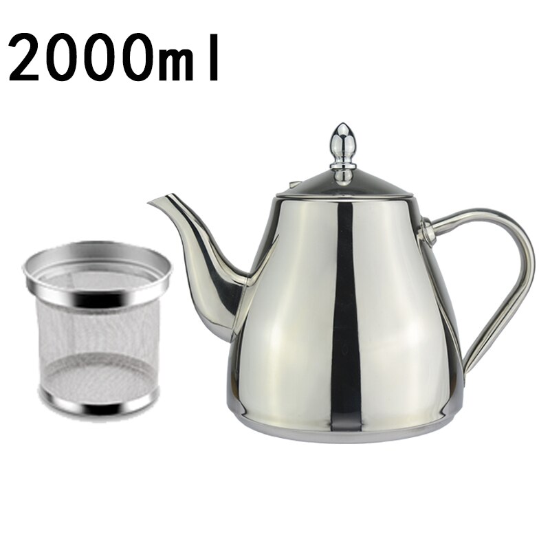 Tetera de acero inoxidable con tetera, juego de té con tetera, tetera de inducción: 2000ml