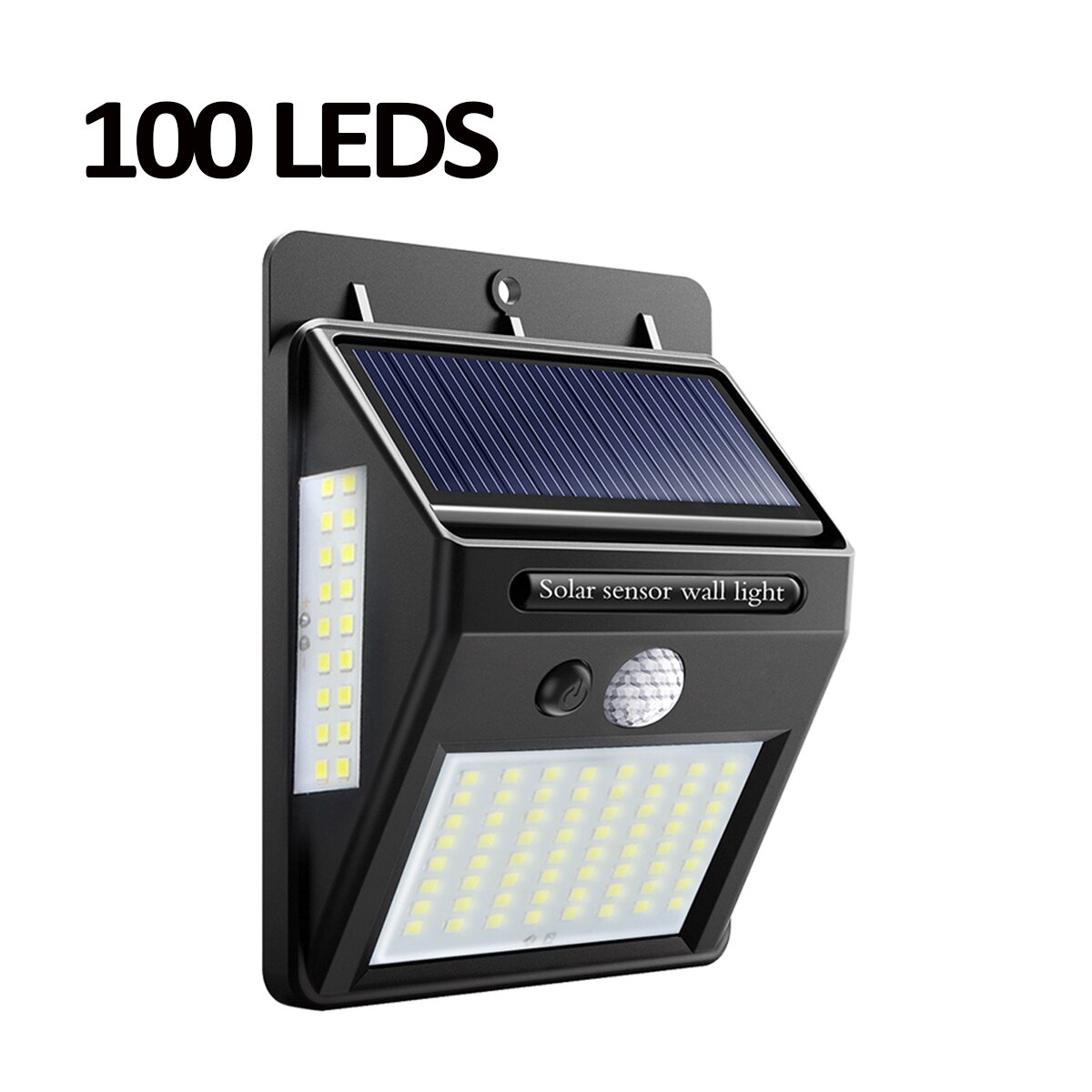 Sol-ledet gadebelysning til hjemmet 20 35 100 leds sollys vandtæt havehegn pir bevægelsessensor afsløring væglamper: 100 lysdioder