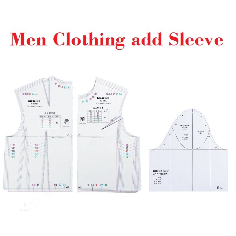 Modèle de Prototype de vêtements pour hommes, règle de à grande échelle pour femmes, outil de fabrication de motifs, 1:1: Men Clothing Sleeve