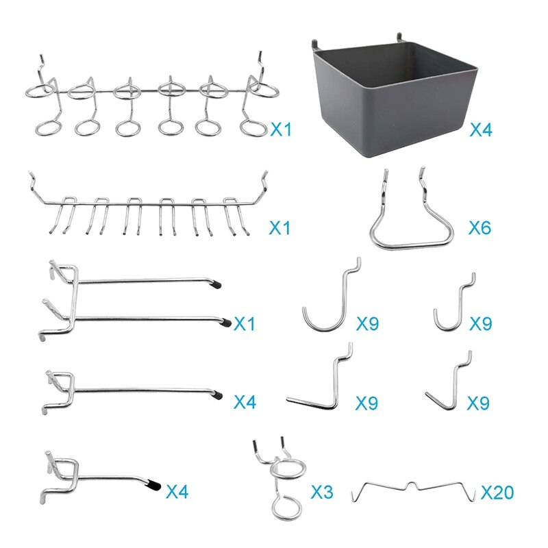 Szs 80- delade pegboard krokar sortiment med pegboard lådor, peg lås, för att organisera olika verktyg för köket pysselrum
