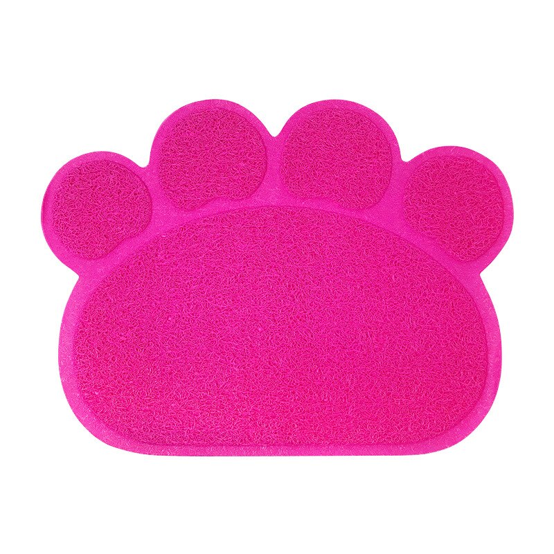 Tapis de litière imperméable en PVC pour chat, bol d'alimentation pour animaux de compagnie, napperon antidérapant, piège à litière, imprimé patte, tapis pour chien, facile à nettoyer: Pink