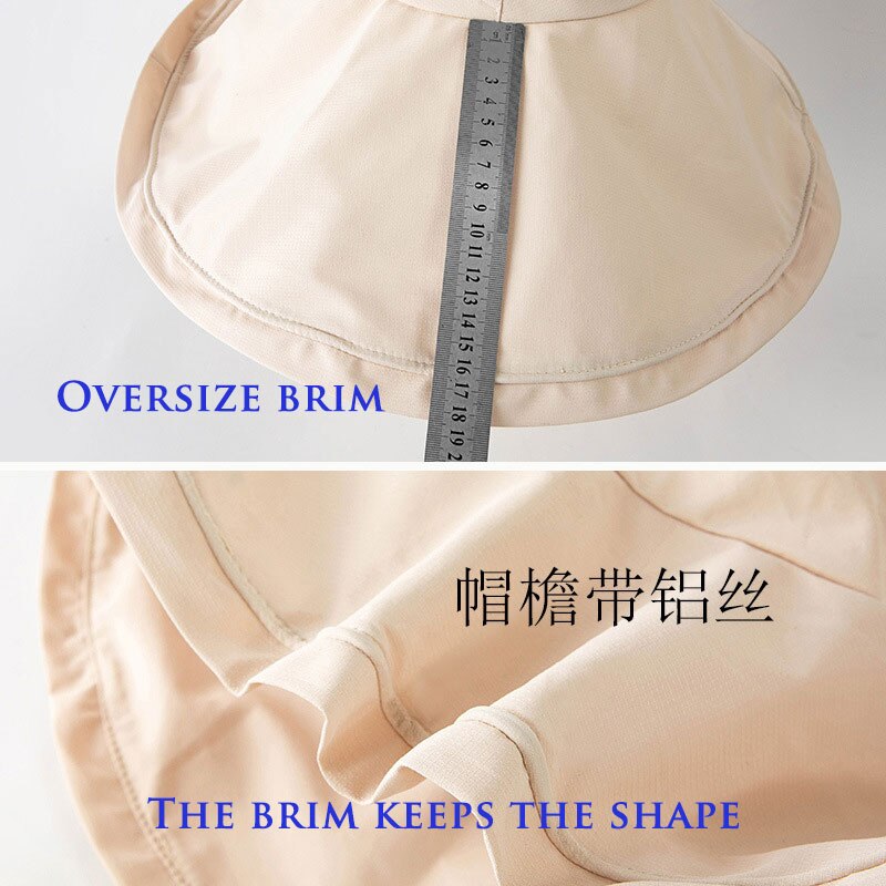 18cm Oversized Brim Sun Hat for Women's Outdoor Sun Beach Fisherman Cap Ladies Girls Casual Travel Sun Protection Wide Brim Hat