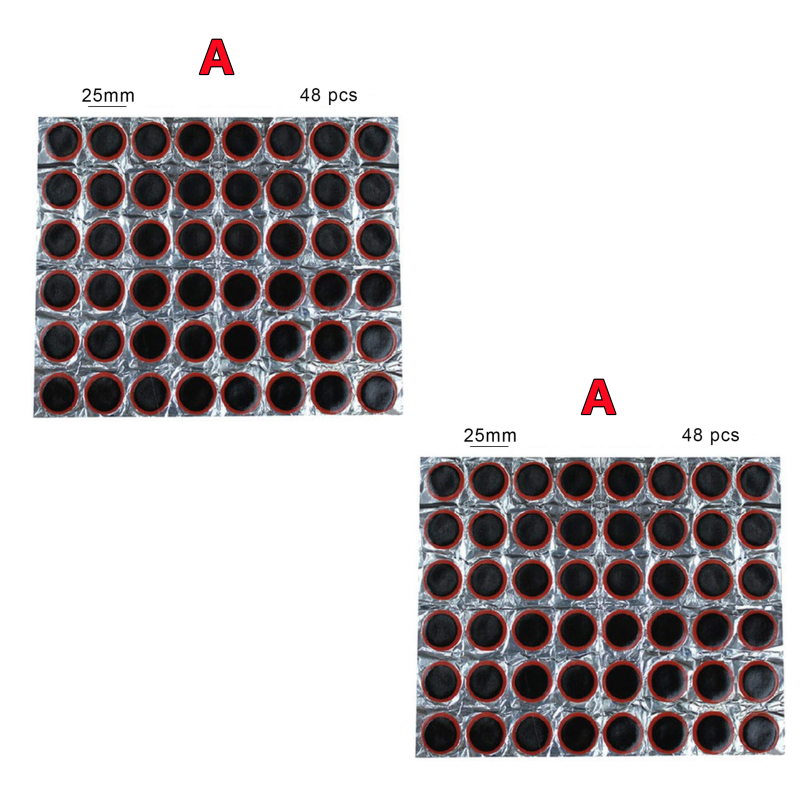 96/48PCS Rubber Puncture Patches Bicycle Tire Tyre Tube Repair Cycle Patch Kit No Glue Bicycle Inner Tube Puncture Repair Tools: Red