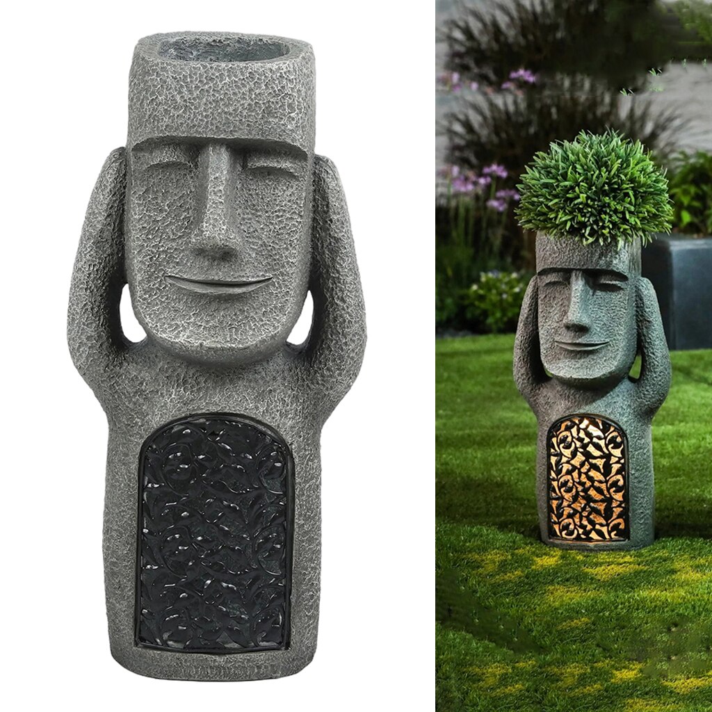 Statue de pâques en résine de 10 pouces, Statue Moai Monolith, Sculpture de jardin: Cover Ears