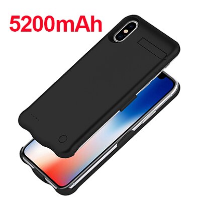 5200 mah uppladdningsbart batteriladdarfodral för iphone x extern bärbar telefonhållare powerbankfodral backup skal för iphone x: Svart