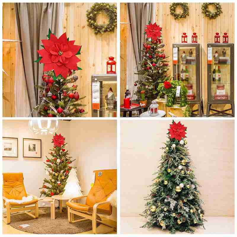 Big Red Flower Christmas Tree Top Pendant Christmas Ornaments X6T6