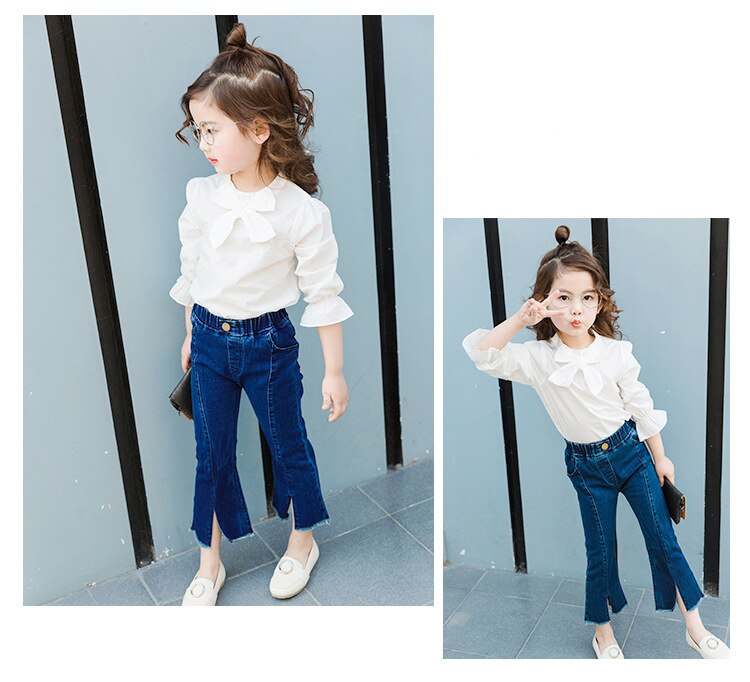 Mellomstore og små barn slim jeans jenter jeans sommer yttertøy barn dusk flared bukser barn jeans