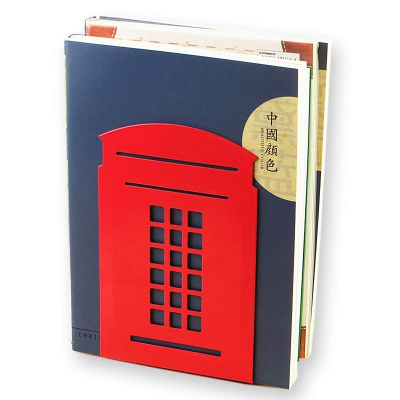 1 coppia di Londra Cabina Telefonica di Disegno anti-slittata reggilibri libro lo scaffale Supporto di carta Della Cancelleria (Rosso)