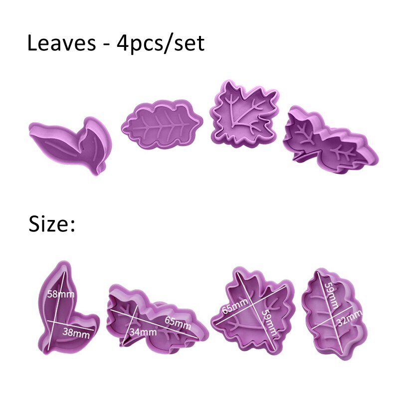 1Set Dinosaurus Cookie Mold Dier Biscuit Cutter Food Grade Plastic Diy Bakken Tools Jungle Party Verjaardag Cupcake Benodigdheden: Type 8 Leaves