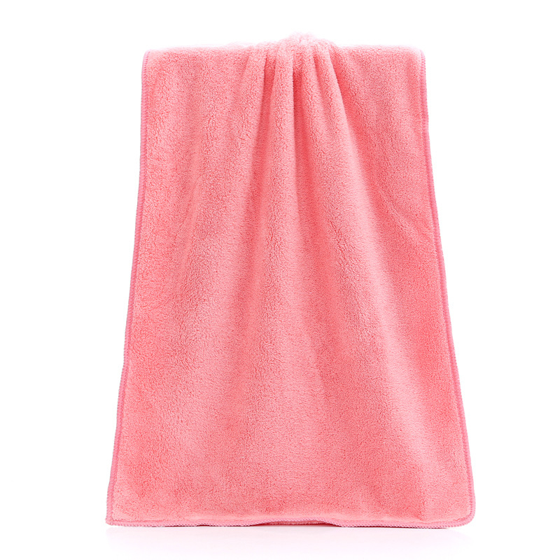 Coral Velvet Face Towel Solid Color Quick-drying Soft Absorbent Microfiber Bath Towel Comfort Household Bathroom Towel: Pink