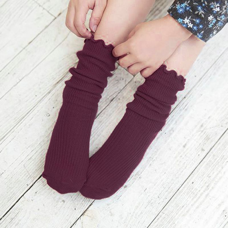 Unisex Cute Solid Color Cotton Blend Crew Calf Length Tube Socks For Girls Boys 72XC