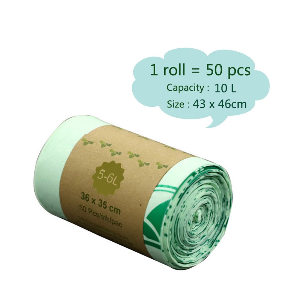Bolsas de basura biodegradables de maíz para limpieza de inodoro, bolsas de basura de plástico para cocina, 50 Uds.