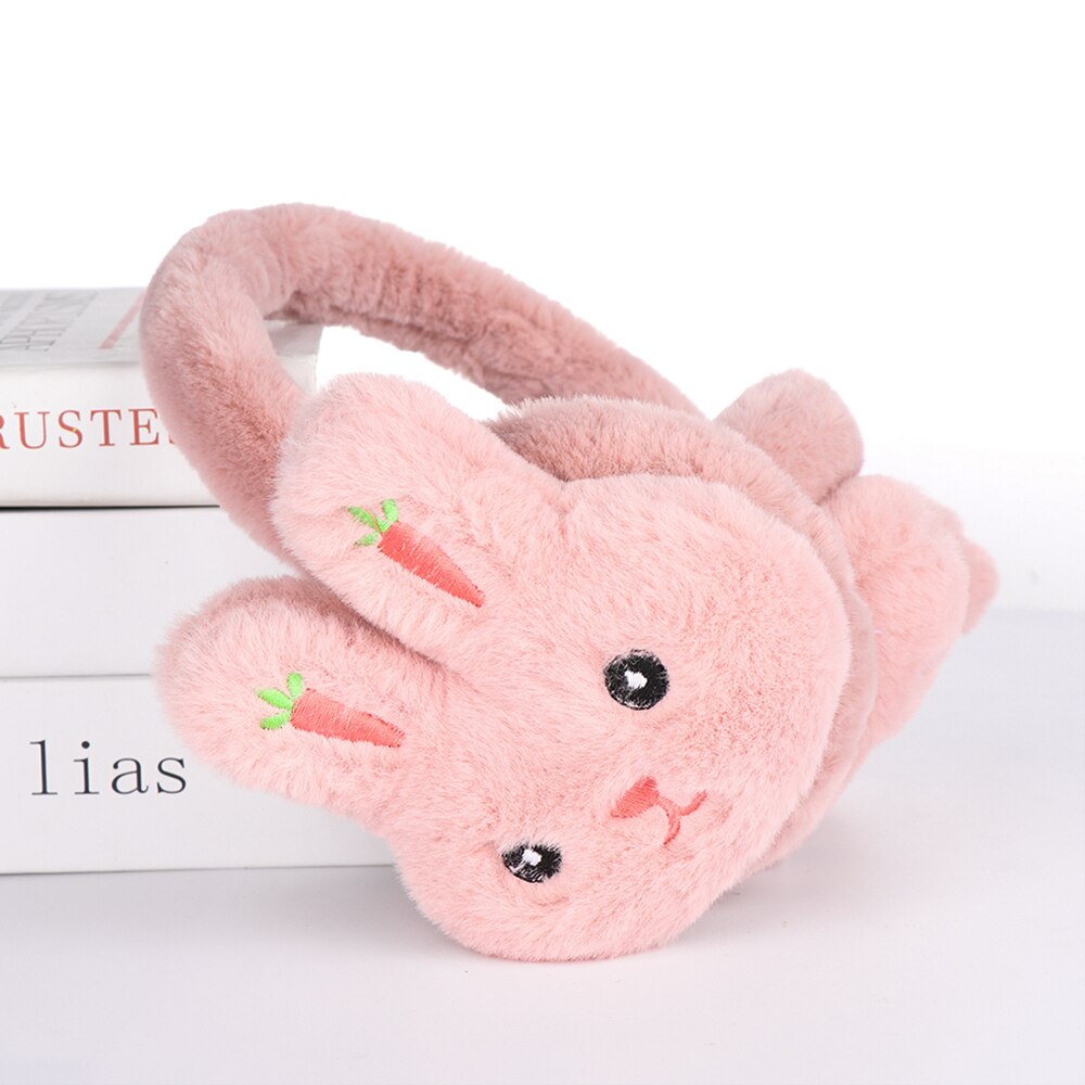 Lovely Winter Ear Muffs Ear Warmer Thicken Plush Unicorn Earmuffs Fluffy Sequin Ear Cover Cute for Cold Weather: Rabbit-dark pink