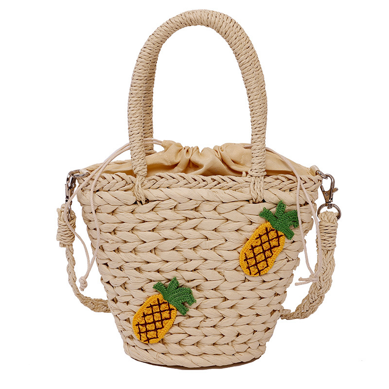 Bolso de hombro bohemio de ratán para mujer, bolsa de playa Kawaii de piña, bandolera práctica, 2022