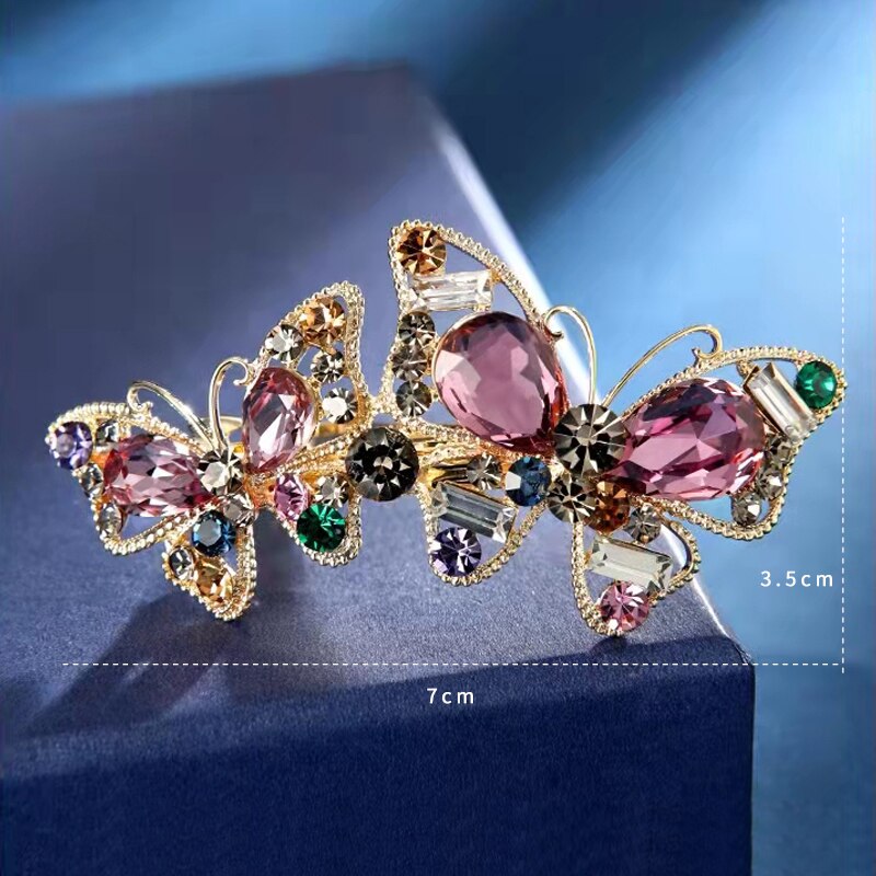 Retro pełna diamentowa grzywka szpilka moda damska śliczna szpilka do włosów z tyłu głowy Rhinestone akcesoria do włosów Rhinestone motylkowa szpilka do włosów