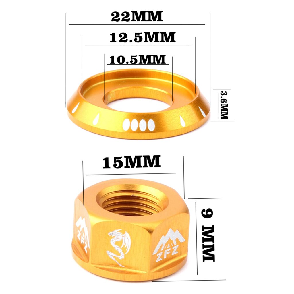 Bicycle Hubs Nut M10 Folding Fixed Gear Bike Wheel Hubs Axle Gold Screw Mountain/Road Bike Fixed Gear DIY Modified Accessories