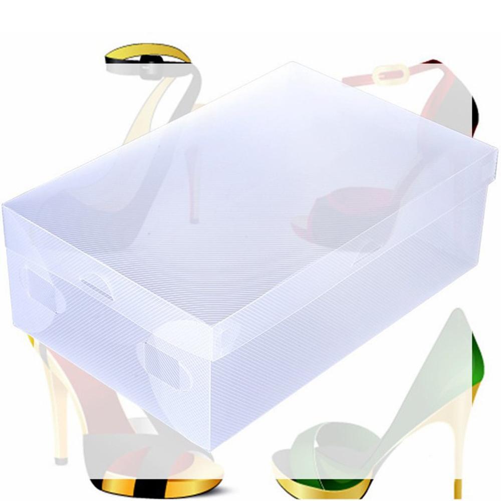 10 Uds. De cajas de almacenamiento de zapatos de plástico transparente para mujeres y hombres, contenedor para zapatos, caja de soporte, caja de zapatos plegable, caja organizadora de zapatos