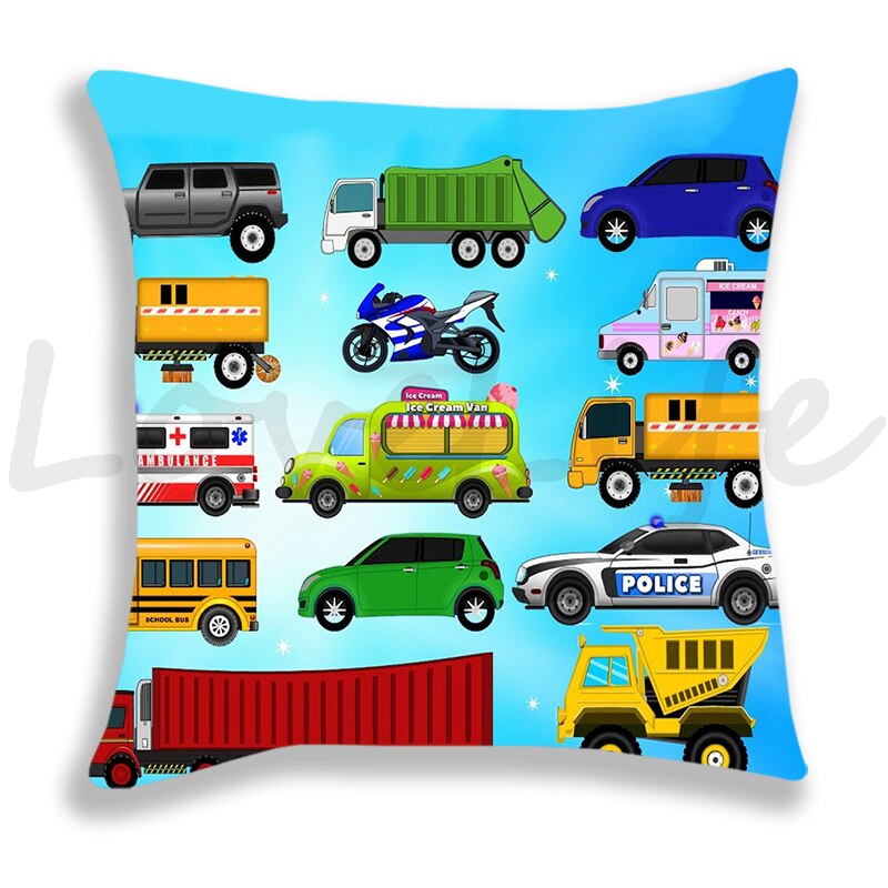 Brandweerwagen/Auto/Graafmachine/Ambulance Print Kussensloop Bank/Slaapkamer Kussenhoes 45*45Cm kussensloop Home Decor Kussensloop Jongens: 8