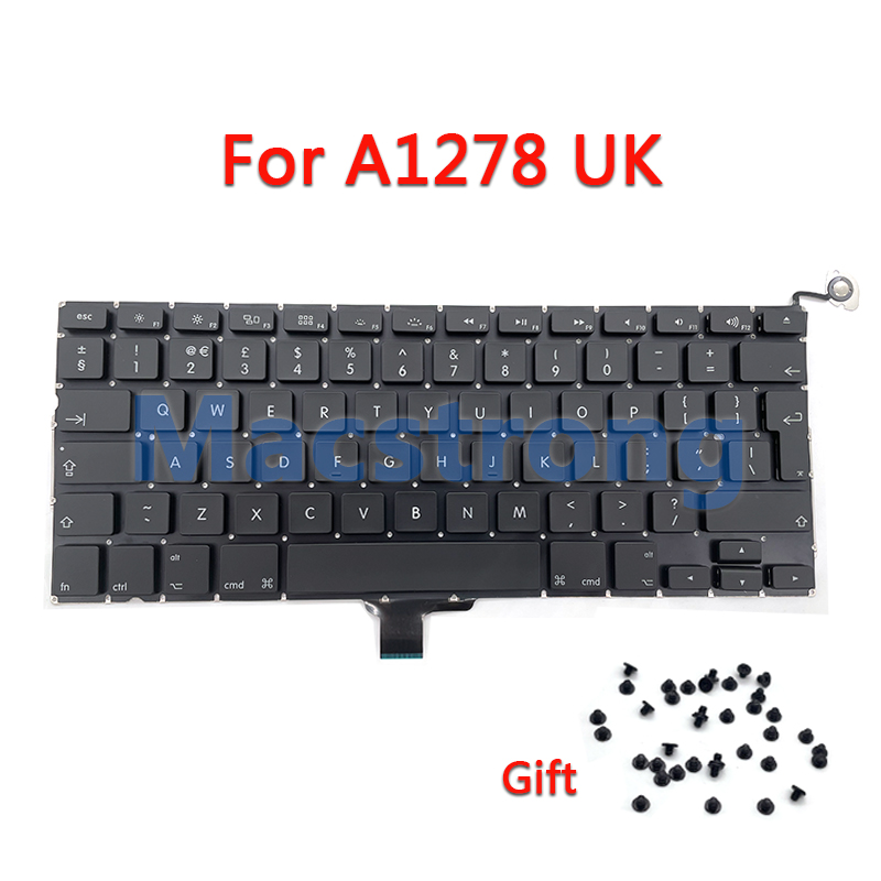 Clavier américain pour MacBook Pro 13 &quot;A1278, avec vis, d&#39;origine, thaïlandais, coréen, danois, italien, russe, royaume-uni, FR, ES