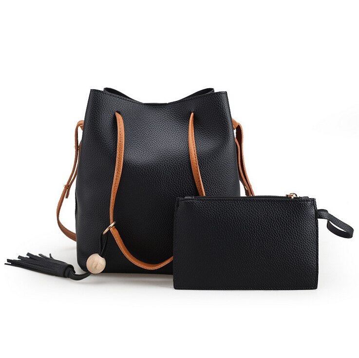 Bolso de mujer a la , conjunto de bolso, monedero, bolso de hombro, bolso de mensajero, bolso cruzado, novedosa de piel sintética: Black