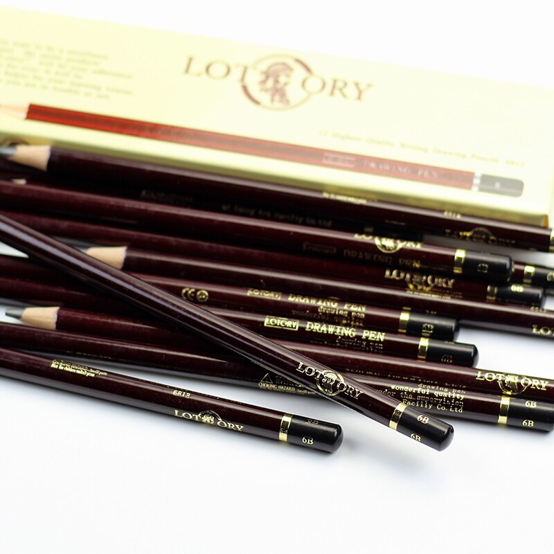 Lotory 12Pcs Drawing Pencils Set Wooden Sketch Graphite Pencil HB/B/2B/8B/12B Simple Pencil For School Office Stationery Crayon