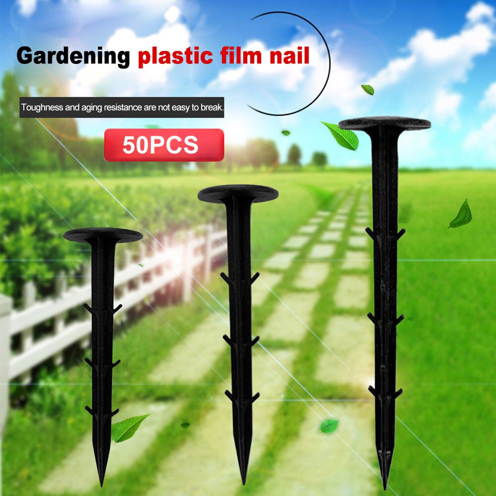 50pcs Ground Nail Film Fixed Garden Pegs PP Outdoor Mulch Shading Black Reusable