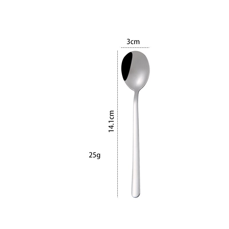 1pc sølvskje gaffel forskjellige størrelser rustfritt stål langt håndtak kaffe iskrem dessert drikker te scoop kjøkken bestikk: 4 skjeer