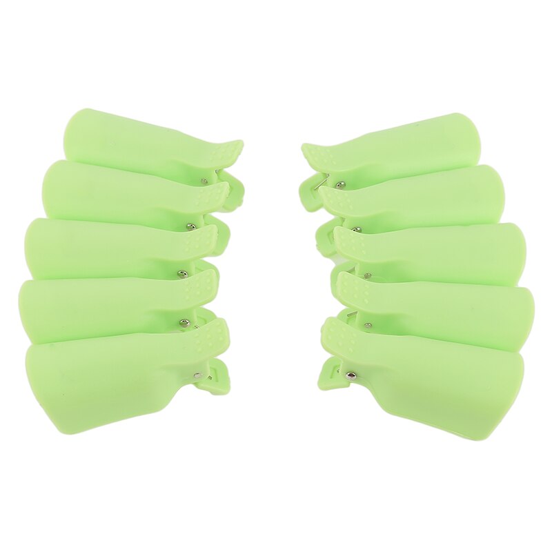 10 stk. plastik negle iblødsætning hætteklips uv gel lakfjerner wrap værktøj neglekunst tips neglelakfjerner klips manicure værktøj: Grøn