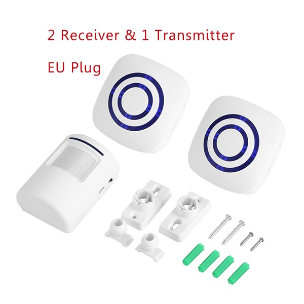 110v-240v trådløse dørklokker pir infrarød sensor bevægelsesdetektor indgang dørklokke alarm m/ modtager &amp; sender eu/us stik: Type 4