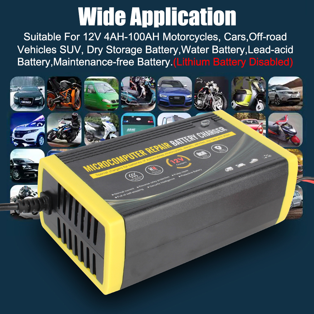 12V 6A Nass Trocken Blei Säure Gel Ladegerät Energie Impuls Reparatur Universal- Schnell Ladung Auto Auto Batterie Ladegerät