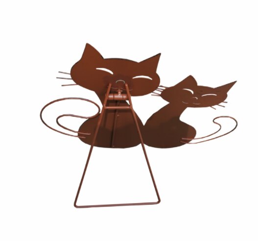 Ornements de jardin Vintage en fer forgé de Style européen, Villa rouillée rétro deux chats, décoration d&#39;animaux d&#39;extérieur debout